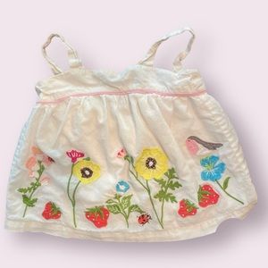 Baby Boden Embroidered Floral Top 6 To 13 Months